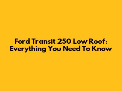 Ford Transit 250 Low Roof: Everything You Need To Know