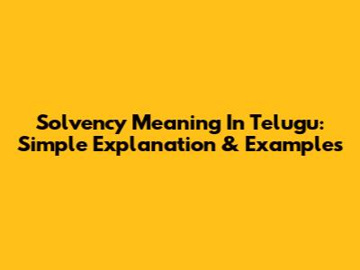 Solvency Meaning In Telugu: Simple Explanation & Examples